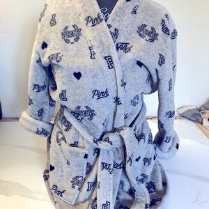 PINK gray Plush Robe